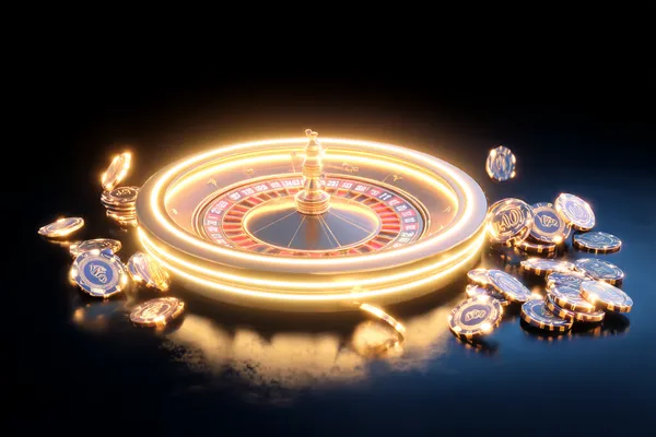 A woman smiling while playing online games on her laptop, surrounded by neon casino elements, showcasing GOOD11111’s diverse game collection.